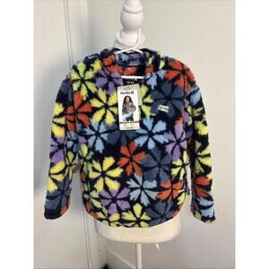Girls XS 4/5 Hurley Sherpa Quarter Zip Pockets Soft Warm Colorful New With Tags
